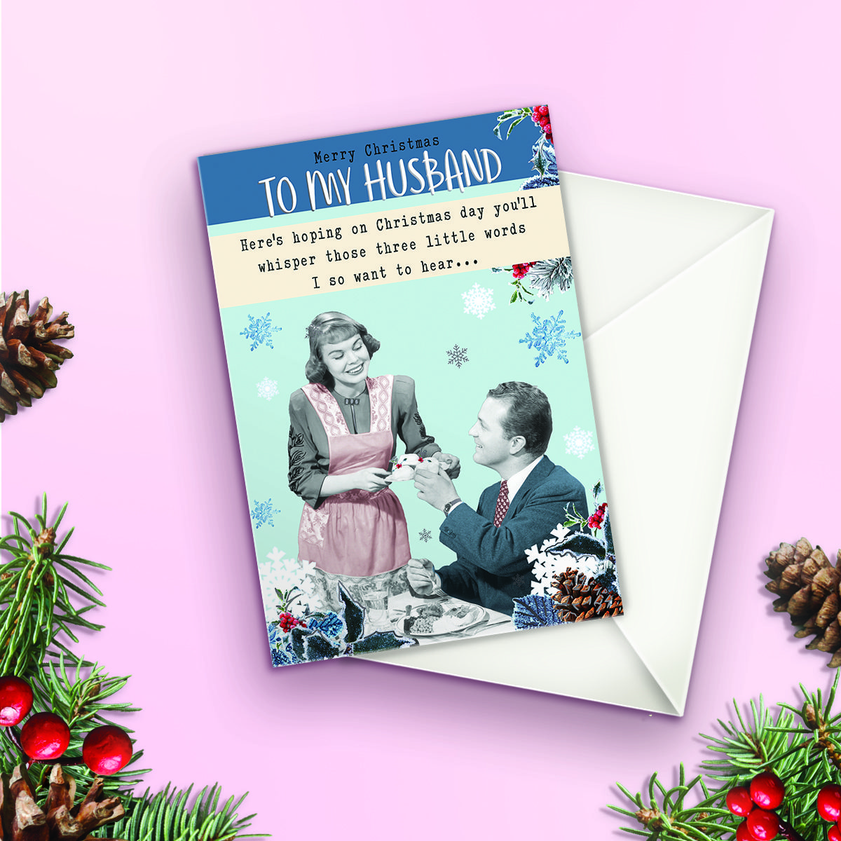 Christmas Card for Husband – Here's Hoping You'll Wash Up! - Image 2