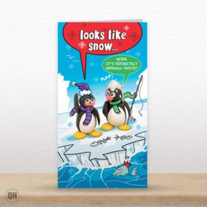 Looks Like Snow - Funny Penguin Cartoon Christmas Card