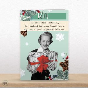 Never Bought Her A Stylish, Expensive Present Before - Foiled Christmas Card For Wife