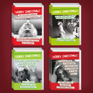 Christmas Cards Multipack Of 12 Funny Animal Themed Cards