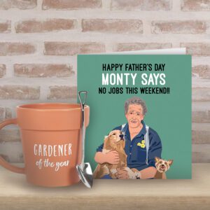 Monty Don Father's Day Card And Gardener Of The Year Pot And Shovel Spoon  - Card And Gift Bundle
