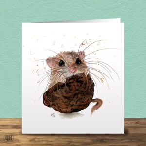 Watercolour Mouse "Nuts About You" - Elizabeth Grant Art Card