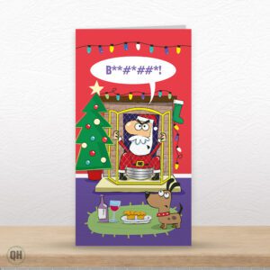 Funny Rude Santa Card - Funny Cartoon Christmas Card