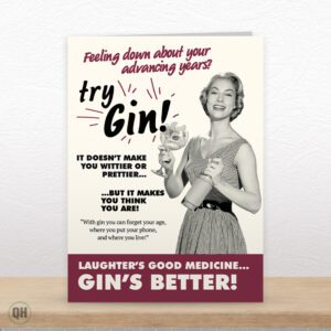 Laughter's Good Medicine... Gin's Better! - Funny Retro-Styled Birthday Card