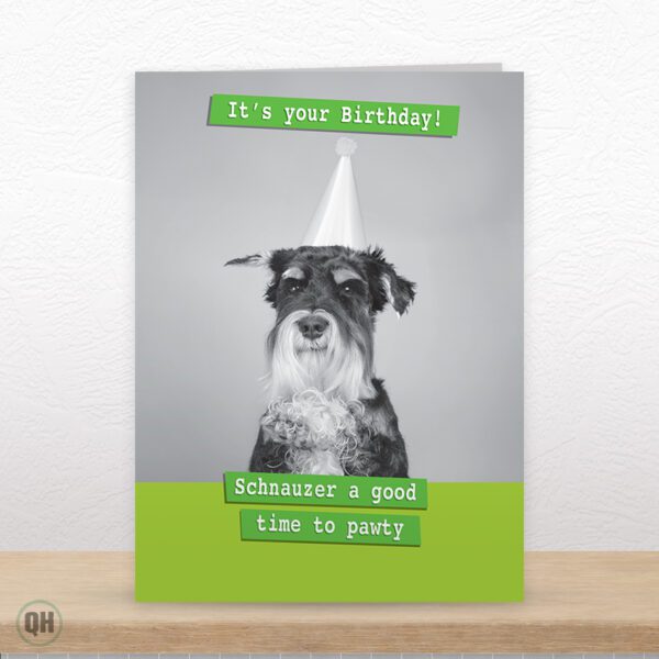 Schnauzer Good Time To Party! - Funny Animal Birthday Card
