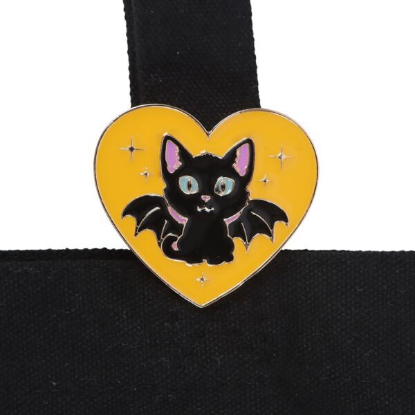 In My Witch Era Bat Cat Polycotton Tote Bag with Enamel Pin - Image 4