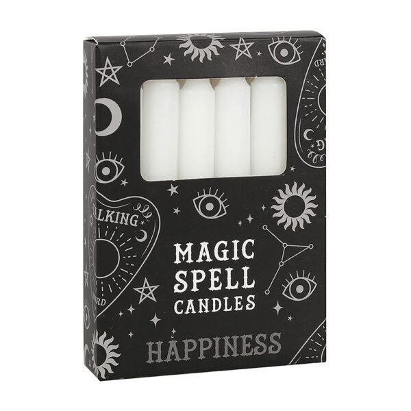 Pack of 12 White 'Happiness' Spell Candles - Image 2