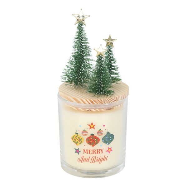 Merry and Bright Bauble Cinnamon & Spice Glass Candle with Tree - Image 2