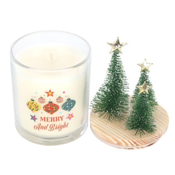 Merry and Bright Bauble Cinnamon & Spice Glass Candle with Tree - Image 3