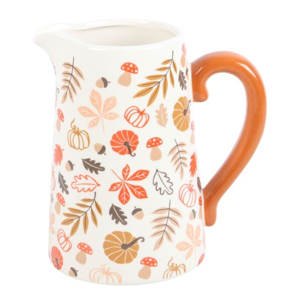 17cm Autumn Leaves and Pumpkins Ceramic Flower Jug - Image 3