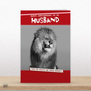 Happy Anniversary To My Husband, Lion - Funny Husband Anniversary Card