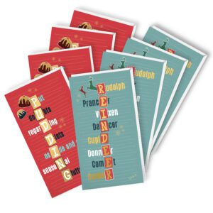 Reindeer and Christmas Pudding Christmas Card 8 Pack