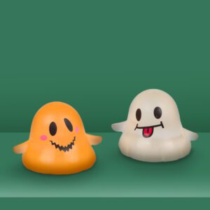 SQUISHY SUGAR GHOSTS SET OF 2 ORANGE AND WHITE/CLEAR