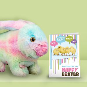 Easter Gift Bundle, Card and Animatronic Rainbow Rabbit