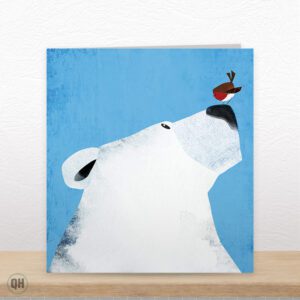 Robin And Bear - Christmas Art Card By Paul Delaney