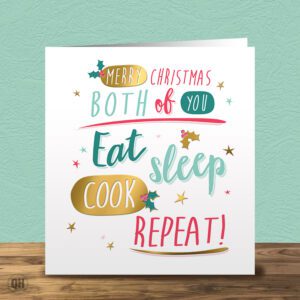 Merry Christmas Both Of you Eat Sleep Cook Repeat - Funny Christmas Card