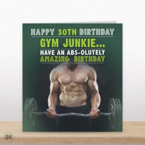 30th Birthday, Gym Junkie, Have An Abs-olutely Amazing Birthday, Funny 30th Card
