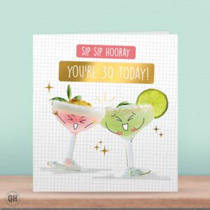 30th Birthday, Sip Sip Hooray! Funny 30th Card