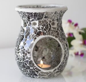 Large Gunmetal Grey Crackle Oil Burner