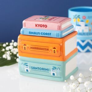 Travel Book Stack Ceramic Oil Burner and Wax Melt Warmer