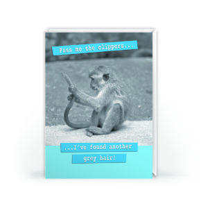 Funny Monkey Birthday Card – Grey Hair Joke Blank Inside