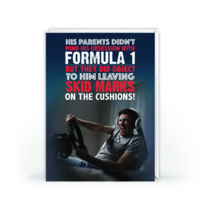 Funny Formula 1 Birthday Card – Skid Marks Joke Racing Humour