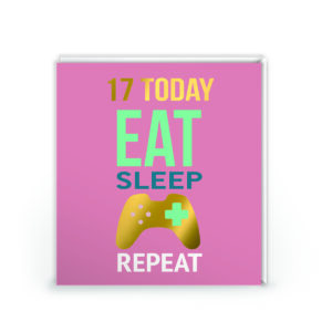 17 Today Eat Sleep Repeat Gaming Birthday Card – Gold Foil