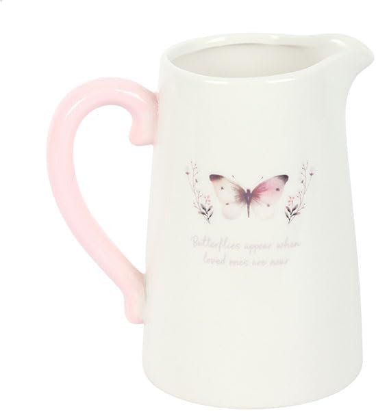White Butterfly Ceramic Flower Jug With Sentimental Quote - Image 4