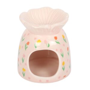 Tulip Print Oil Burner – Floral Ceramic Wax Warmer
