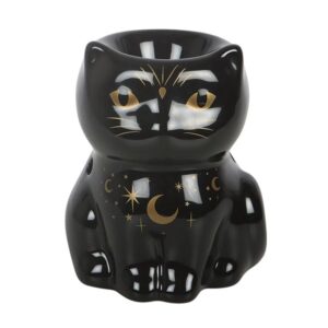 Black Cat Magick Oil Burner - Stylish Black Cat Design