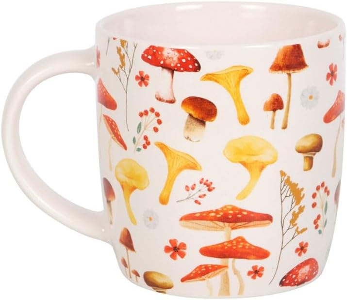 All Over Mushroom Print Mugs Set of 2 – Ceramic Coffee & Tea Cups - Image 2