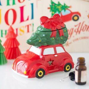 Car with Christmas Tree Oil Burner – Festive Ceramic Oil Warmer