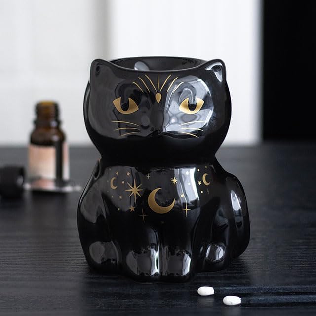 Black Cat Magick Oil Burner - Stylish Black Cat Design - Image 2