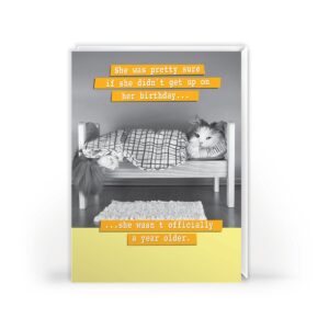Funny Cat Birthday Card – Lazy Cat Joke Vintage Humour