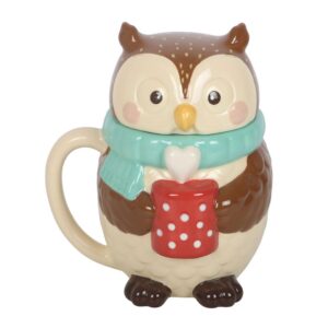 Oliver Owl Lidded Mug - Ceramic Owl Design Cup