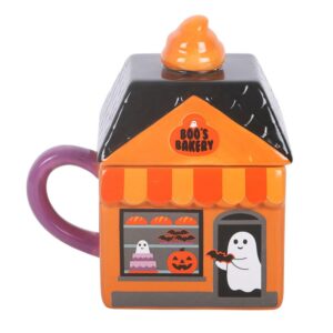 Boo's Bakery Lidded Mug - Ceramic Novelty Coffee Cup with Lid