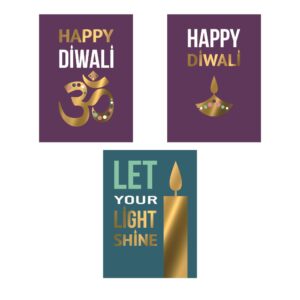 Diwali Greeting Cards Pack of 3 – 3 Different Designs
