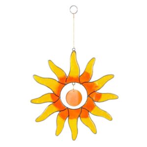 Orange Sun Suncatcher – Stained Glass Hanging Window Decoration