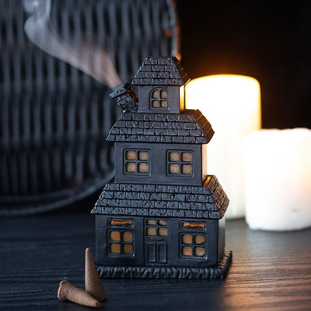 Black Haunted House Incense Cone Holder - Image 2