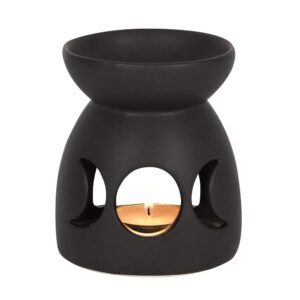 Black Triple Moon Cut‑Out Oil Burner – Ceramic Wax Warmer