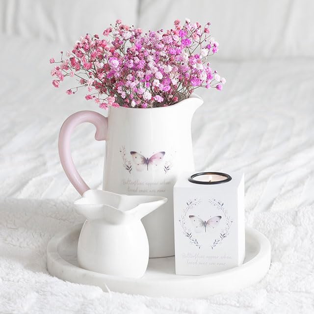 White Butterfly Ceramic Flower Jug With Sentimental Quote - Image 2