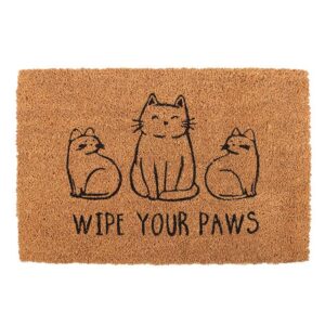 Natural Coir “Wipe Your Paws” Cat Doormat – Cute Cat Outdoor Mat