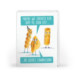Funny Pasta Birthday Card – He Looks Cannelloni Blank Inside