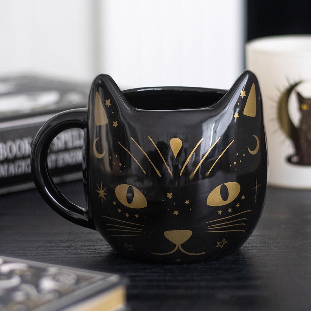 Magick Black Cat Face Mug - Novelty Ceramic Tea Coffee Cup - Image 2