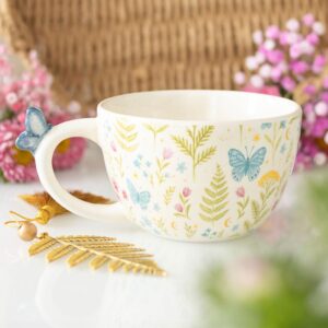 Luna Bloom Floral Print Mug with Butterfly Pattern