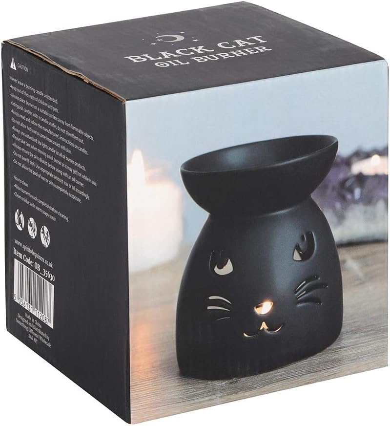 Enchanting Black Cat Cut Out Ceramic Oil Burner - Image 3