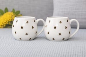 Bee Coffee Mugs Set of 2 – Honeybee Ceramic Coffee Cups