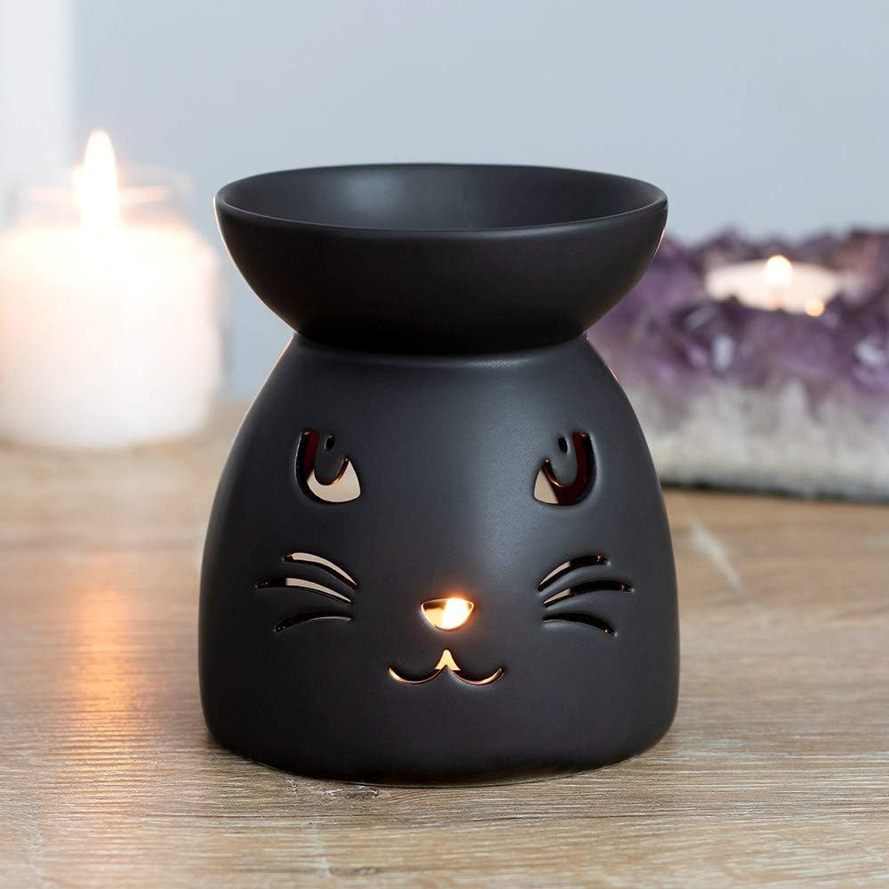 Enchanting Black Cat Cut Out Ceramic Oil Burner - Image 2