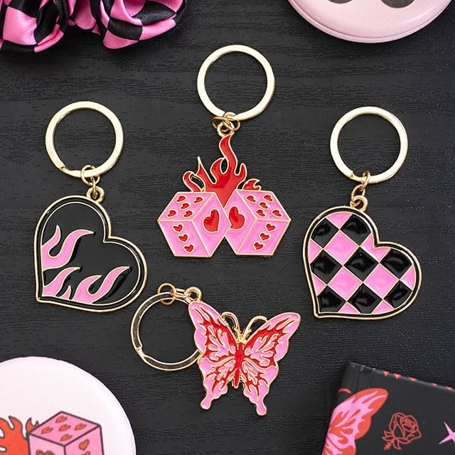 Burning Heart Keyring Flaming Heart Y2K Keychain - Image 3