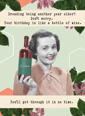 Funny Wine Birthday Card – Bottle of Wine Joke Vintage Humour